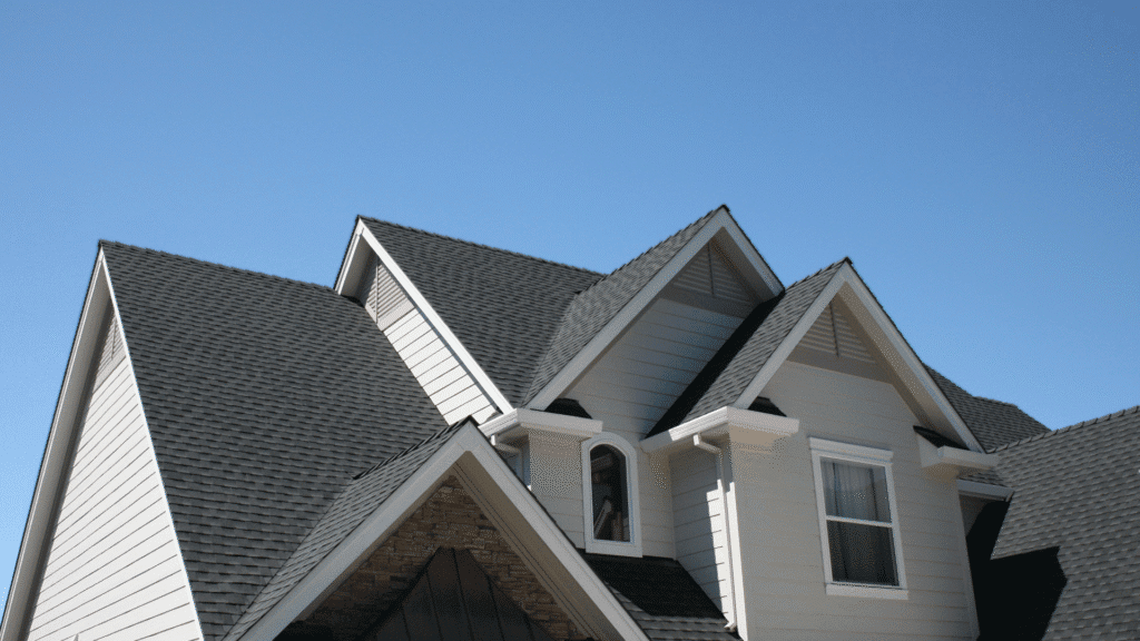 House roof showing roofing material choice for residential construction
